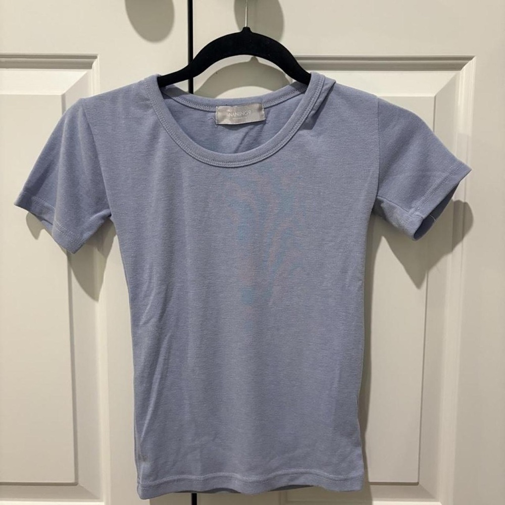 Kids Short Sleeve Tee in Light Blue - Minimal Crew Neck